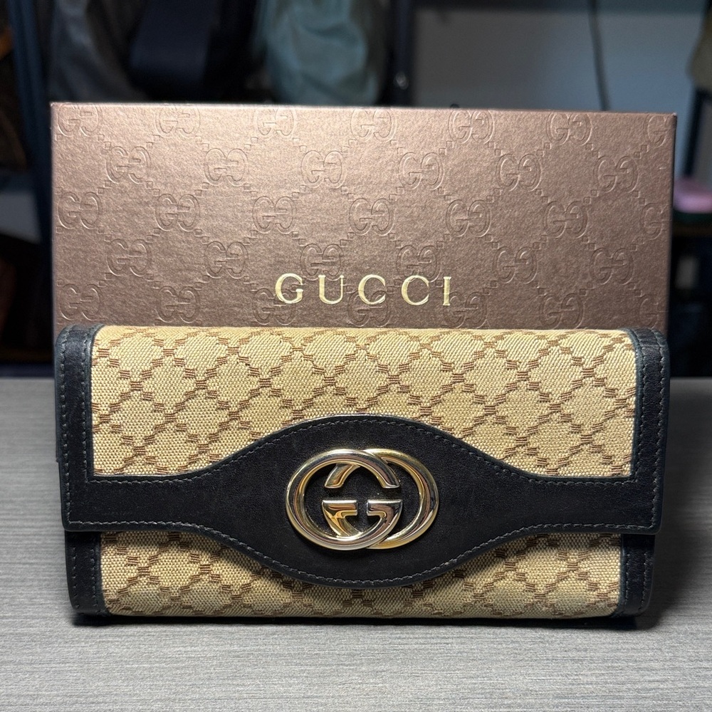 Gucci Diamante Sukey Continental Signature Wallet Canvas Leather / Box Included
